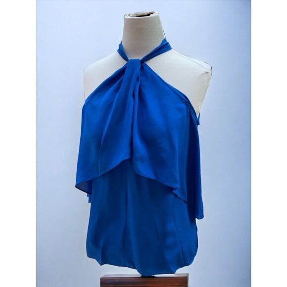 MIKA MENDEL CAMILA BLOUSE HALTER TOP LIGHTWEIGHT SLEEVELESS BLUE NEW SMALL - Picture 9 of 10